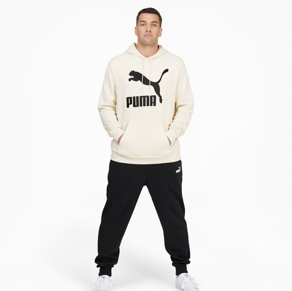 New Puma Claccic's Men's White Big And Tall Logo Hoodie. Size 2XLT. - Picture 3 of 10